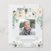 葬儀のためのサンキューカードホワイトローズユーカリ サンキューカード (正面)