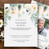 葬儀のためのサンキューカードホワイトローズユーカリ サンキューカード