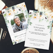 葬儀のためのサンキューカードホワイトローズユーカリ サンキューカード