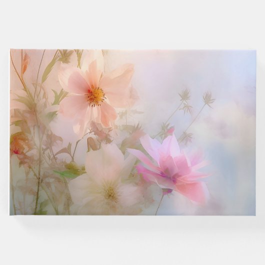 葬儀のゲストブックピンクとブルーのフローラ ゲストブック (正面)