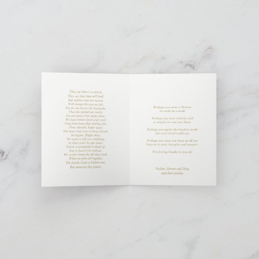 葬儀のサンキューカードの|大事にされた記憶 サンキューカード (内部)