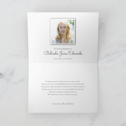 葬儀のサンキューカード|のヴィンテージの茶設定 カード (内部)