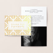 葬儀のサンキューカード|の金ゴールドのダマスク織ホイルパターン 箔カード (ディスプレー)