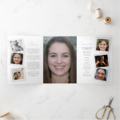 葬儀のプログラムのスナップ写真パープル 三つ折り招待状 (内部)