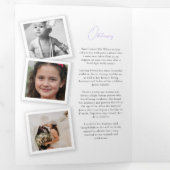 葬儀のプログラムのスナップ写真パープル 三つ折り招待状 (内部最初)