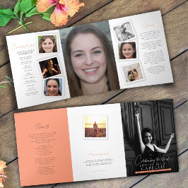 葬儀のプログラムのスナップ写真桃 三つ折りプログラム