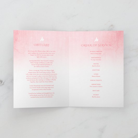 葬儀のプログラムの順序ピンクのバラ プログラム (内部)