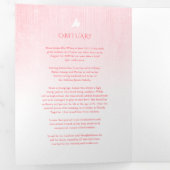 葬儀のプログラムの順序ピンクのバラ 三つ折りプログラム (内部最初)