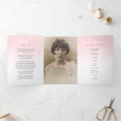 葬儀のプログラムの順序ピンクのバラ 三つ折りプログラム (内部)