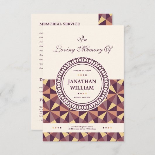 葬儀のプログラムテンプレート 招待状 (正面/裏面)