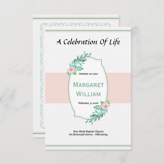 葬儀のプログラム・カード 招待状 (正面/裏面)