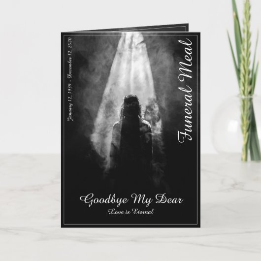 葬儀のメニューカードが明かりに差し込む カード (正面)