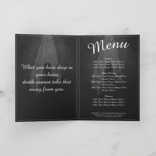 葬儀のメニューカードが明かりに差し込む カード (内部)