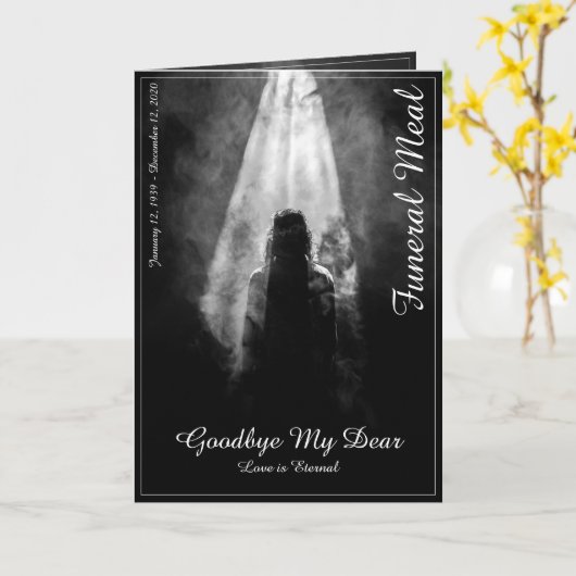 葬儀のメニューカードが明かりに差し込む カード (黄色い花)