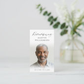 葬儀の写真の名前の記憶モダン祈りの言葉カード 名刺 (スタンド正面)