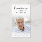 葬儀の写真の名前の記憶モダン祈りの言葉カード 名刺 (正面)