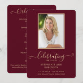 葬儀の写真の順序バーガンディ金ゴールド プログラム (正面/裏面)