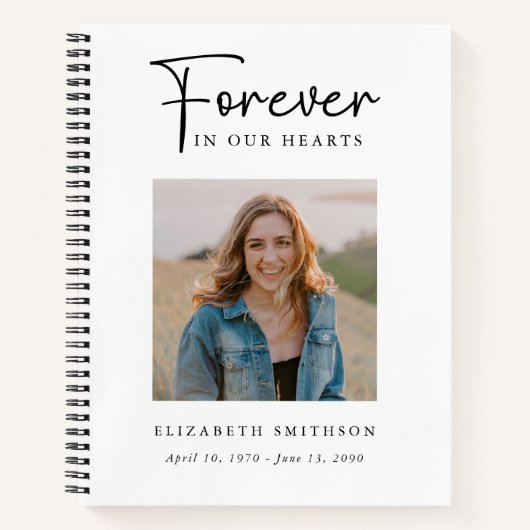 葬儀の写真永遠に私たちのハート詩祈りの言葉 ノートブック (正面)