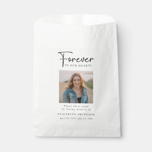 葬儀の写真永遠に私たちのハート詩祈りの言葉 フェイバーバッグ (正面)