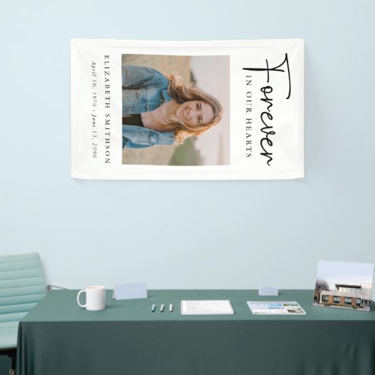 葬儀の写真永遠に私たちのハート詩祈りの言葉 横断幕 (トレードショー)