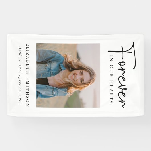 葬儀の写真永遠に私たちのハート詩祈りの言葉 横断幕 (横)