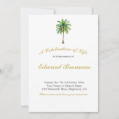 葬儀の写真 パームツリー 水彩画 エレガントな葉 招待状 (正面)