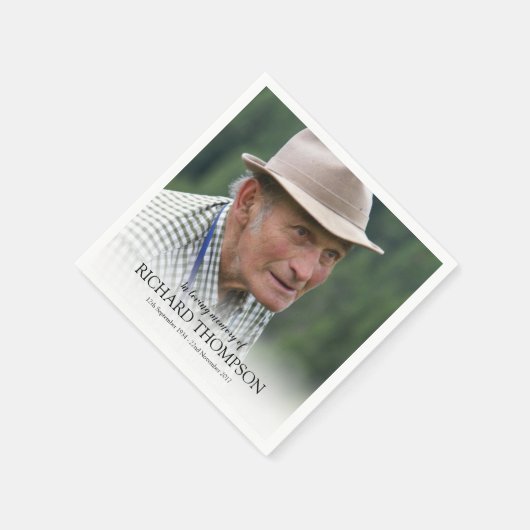 葬儀の写真 |メモリパーソナライズされたアル スタンダードカクテルナプキン (角)