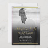 葬儀の写真 黒と白 生命の祝祭 招待状 (正面)