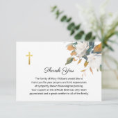 葬儀の宗教的なメモリアル白フローラ十字架 サンキューカード (スタンド正面)