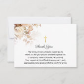 葬儀の宗教的な記念水の色のフローラクロス サンキューカード (正面)