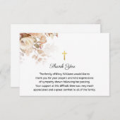 葬儀の宗教的な記念水の色のフローラクロス サンキューカード (正面/裏面)