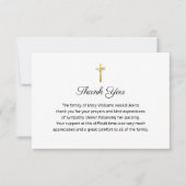 葬儀の宗教的な記念金ゴールドクロスありがとう サンキューカード (正面)