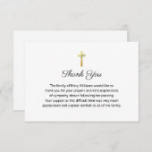 葬儀の宗教的な記念金ゴールドクロスありがとう サンキューカード (正面/裏面)