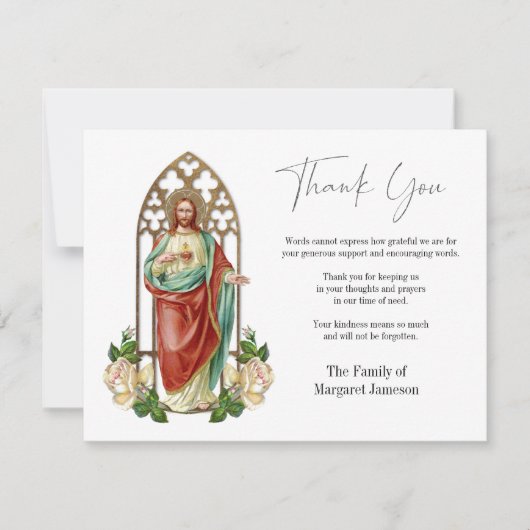 葬儀の弔問悔やみや弔慰イエズス宗教的 サンキューカード (正面)