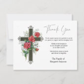 葬儀の弔問悔やみや弔慰クロスとバラ サンキューカード (正面)