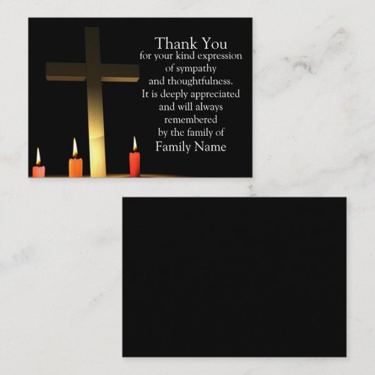 葬儀の後にクロスキャンドルをサンキューカード ノートカード (正面/裏面)
