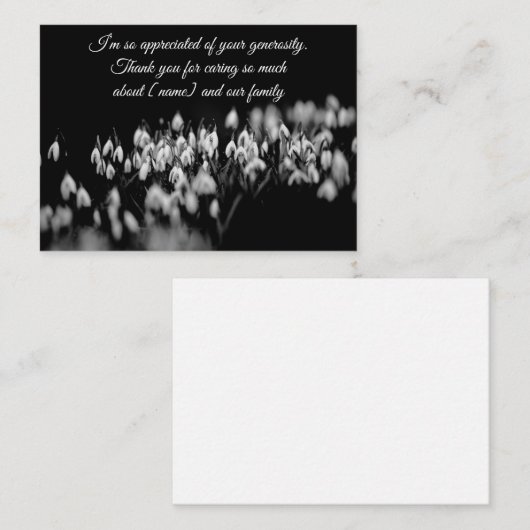 葬儀の後に咲くスノードロップサンキューカード ノートカード (正面/裏面)