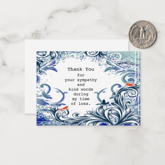 葬儀の後に咲く美しい渦巻き花ありがとう ノートカード (正面/裏面インサイチュ)