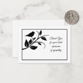 葬儀の後に枝に黒い鳥サンキューカード ノートカード (正面/裏面インサイチュ)