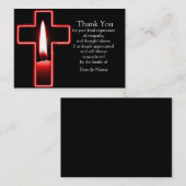 葬儀の後に赤キャンドルを十字架に置くサンキューカード ノートカード (正面/裏面)