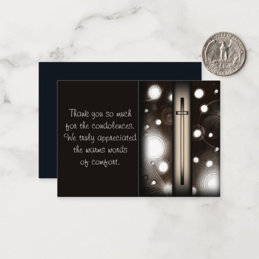 葬儀の後に黒と輝くサンキューカード ノートカード (正面/裏面インサイチュ)