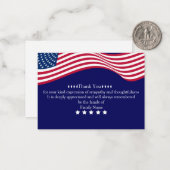 葬儀の後のアメリカ国旗のサンキューカード ノートカード (正面/裏面インサイチュ)