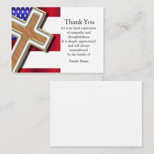 葬儀の後のアメリカ横断旗サンキューカード ノートカード (正面/裏面)