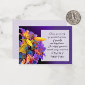 葬儀の後のパープルブルームスターコートサンキューカード ノートカード (正面/裏面インサイチュ)