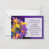 葬儀の後のパープルブルームスターコートサンキューカード ノートカード (正面)