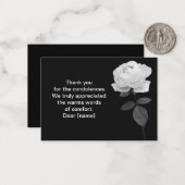 葬儀の後の暗い上に白いバラのサンキューカード ノートカード (正面/裏面インサイチュ)