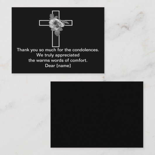 葬儀の後の暗闇の中で十字架と花をありがとう ノートカード (正面/裏面)