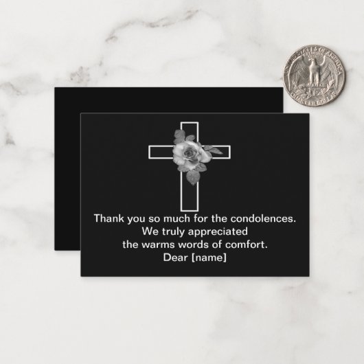 葬儀の後の暗闇の中で十字架と花をありがとう ノートカード (正面/裏面インサイチュ)