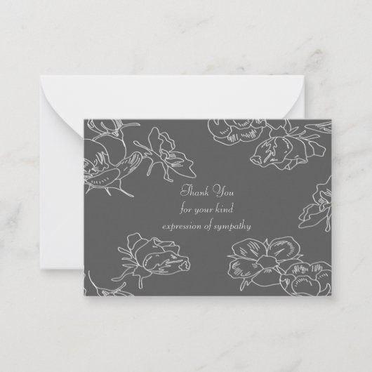 葬儀の後の白い花サンキューカード ノートカード (正面)