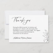 葬儀の後の白黒シンプル悔やみや弔慰 サンキューカード (正面)